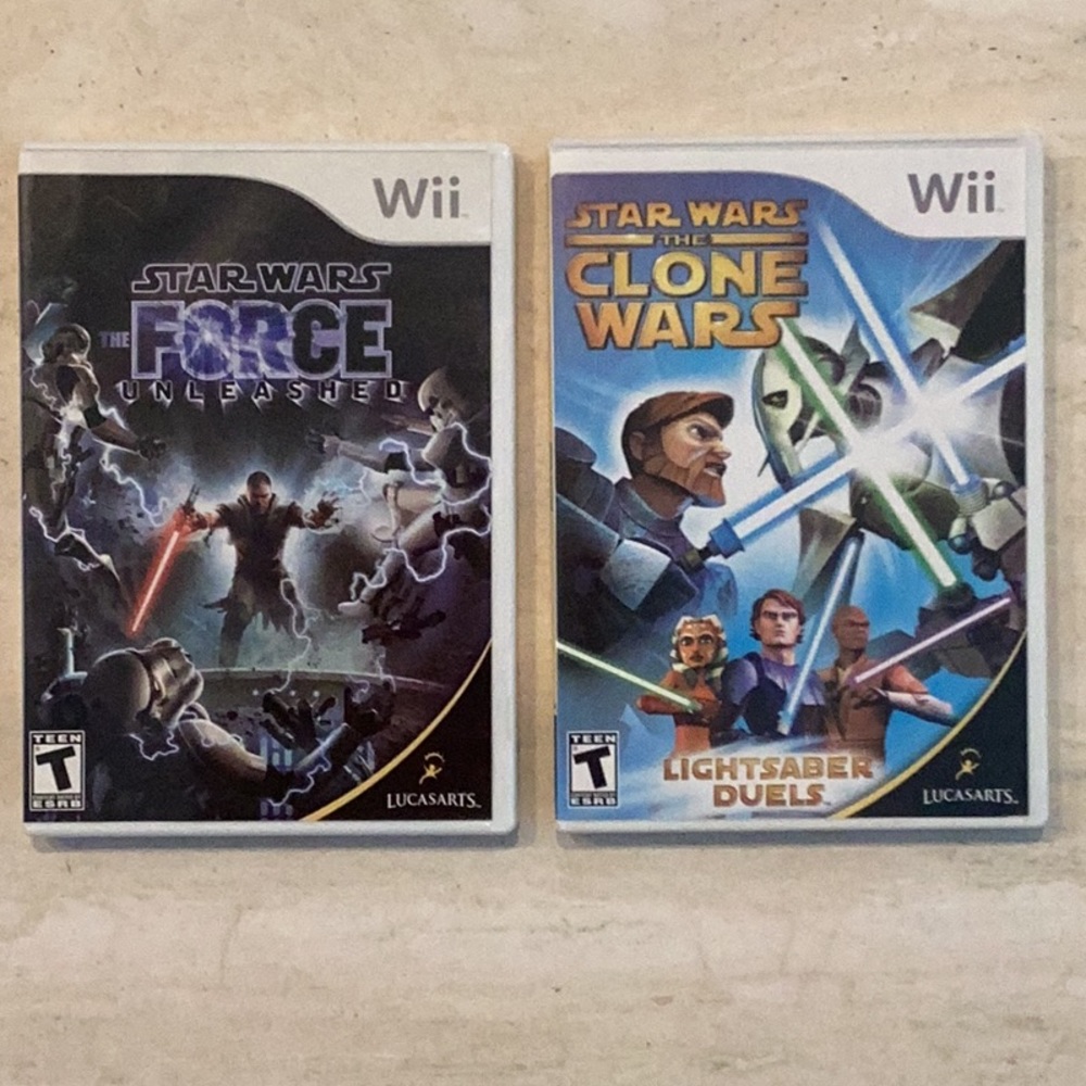 Star Wars The Clone Wars Wii & Star Wars The Force Unleashed Wii Game Lot Of 2